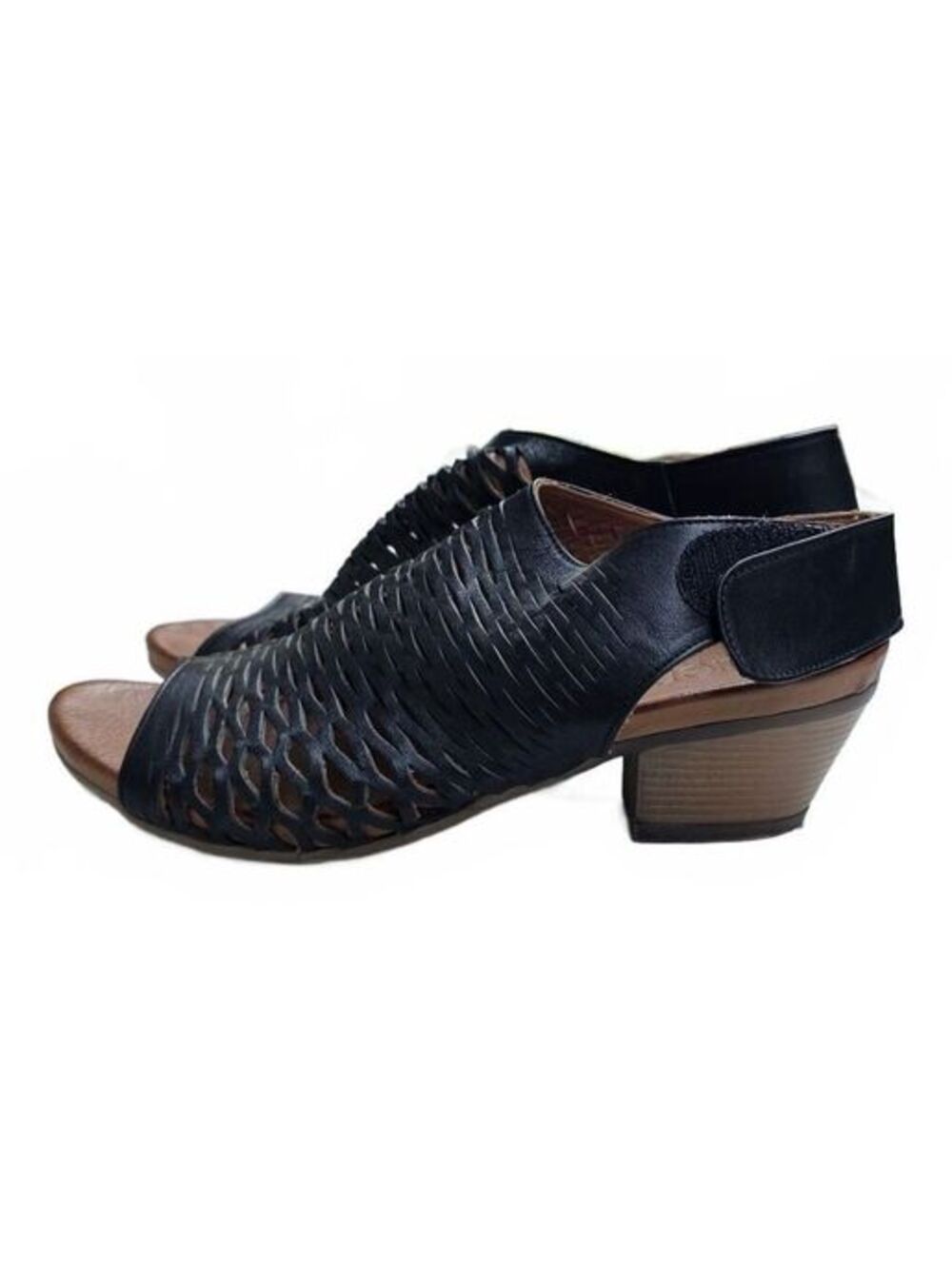 Bueno Lacey Black Leather Laser Cut Slingback Sandals Size 39 US 8.5 - Picture 4 of 12